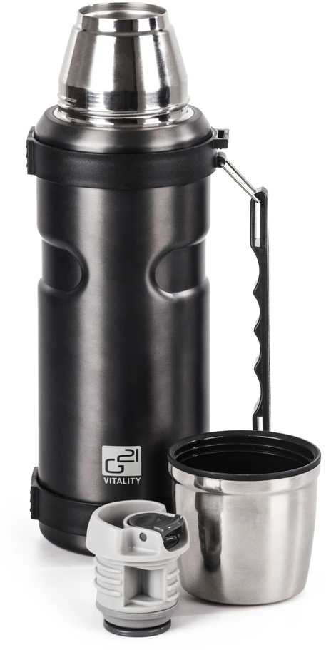 Termoso buteliukas G21 gėrimui, 1000ml, plieno pilkas su rankena