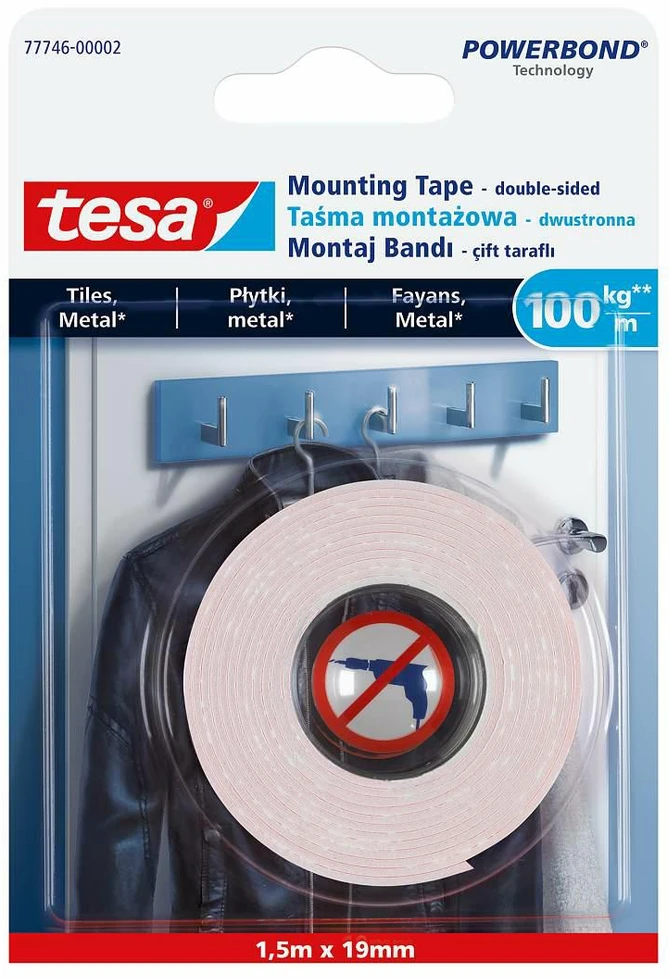 Ypač stipri dvipusė tvirtinimo juosta TESA Powerbond Ultra Strong, 19mm x 5m
