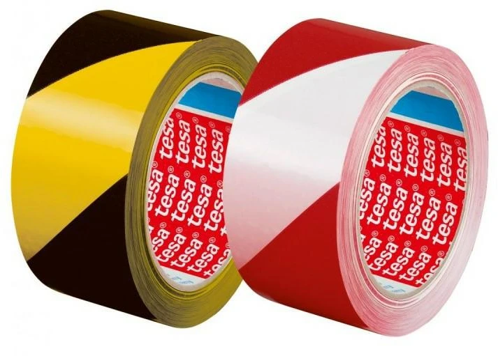 Įspėjamoji lipni juosta Tesa, 33 m 50 mm, balta/raudona