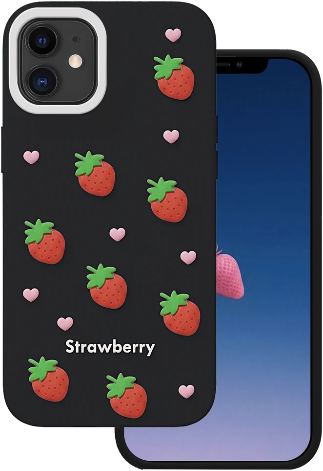 TFO Braškių dizaino dėklas iPhone 11 juodas