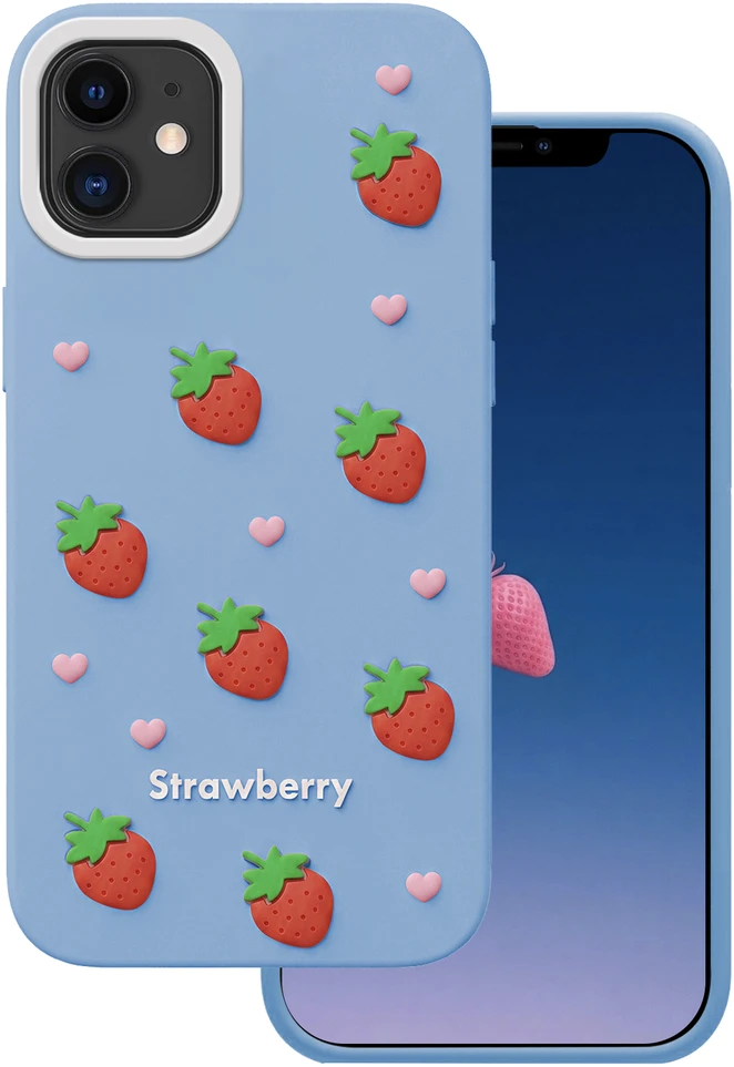 TFO Braškių dizaino dėklas iPhone 11 telefonui, mėlynas