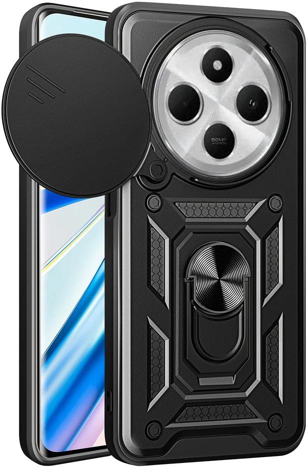 TFO Defender Slide dėklas, skirtas Xiaomi Redmi 14C 4G/ 14C 5G / Redmi A4 / POCO C75, juodas