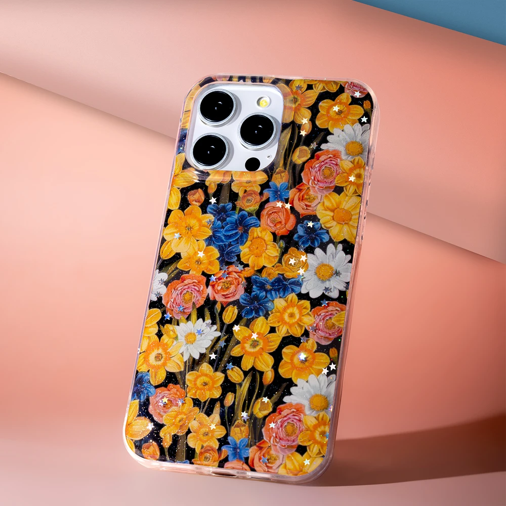TFO Glow Glam dėklas, skirtas Xiaomi Redmi 15C 4G EU / 15C 5G EU (173.16 x 81.06 x 8.2 mm) oranžinis