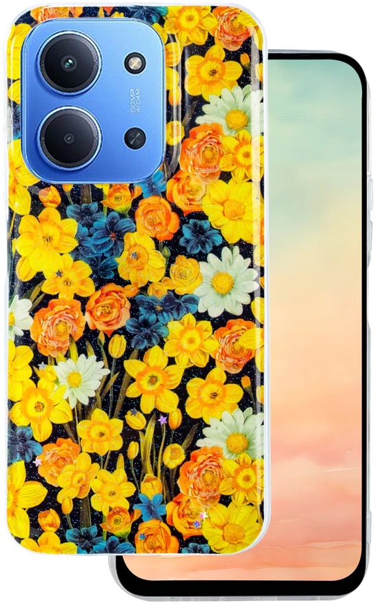 TFO Glow Glam dėklas, skirtas Xiaomi Redmi 15C 4G EU / 15C 5G EU (173.16 x 81.06 x 8.2 mm) oranžinis
