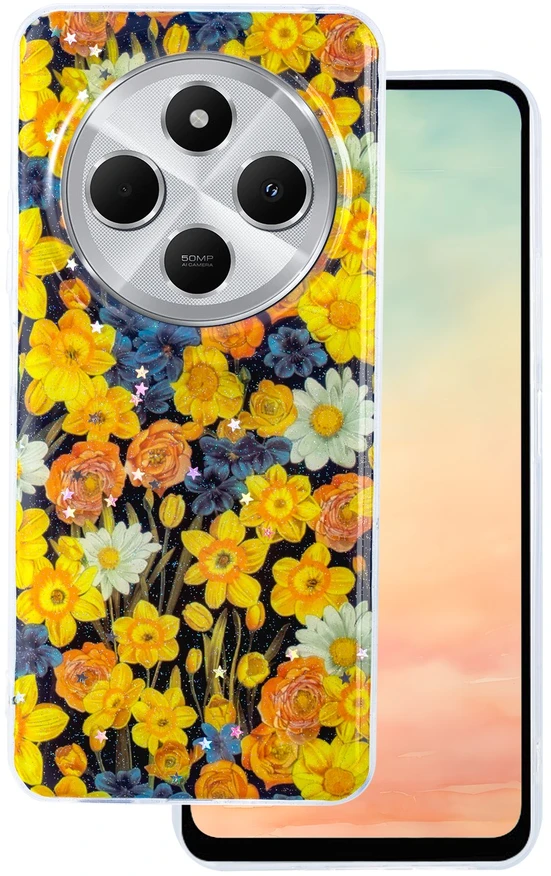TFO Glow Glam dėklas, skirtas Xiaomi Redmi Note 14 Pro 5G (Global) / Note 14 Pro Plus 5G (Global), oranžinis