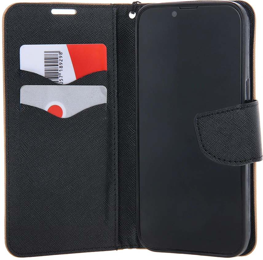 TFO Dėklas knygutė Smart Fancy, skirtas iPhone 16 Pro 6,3, juodai auksinis