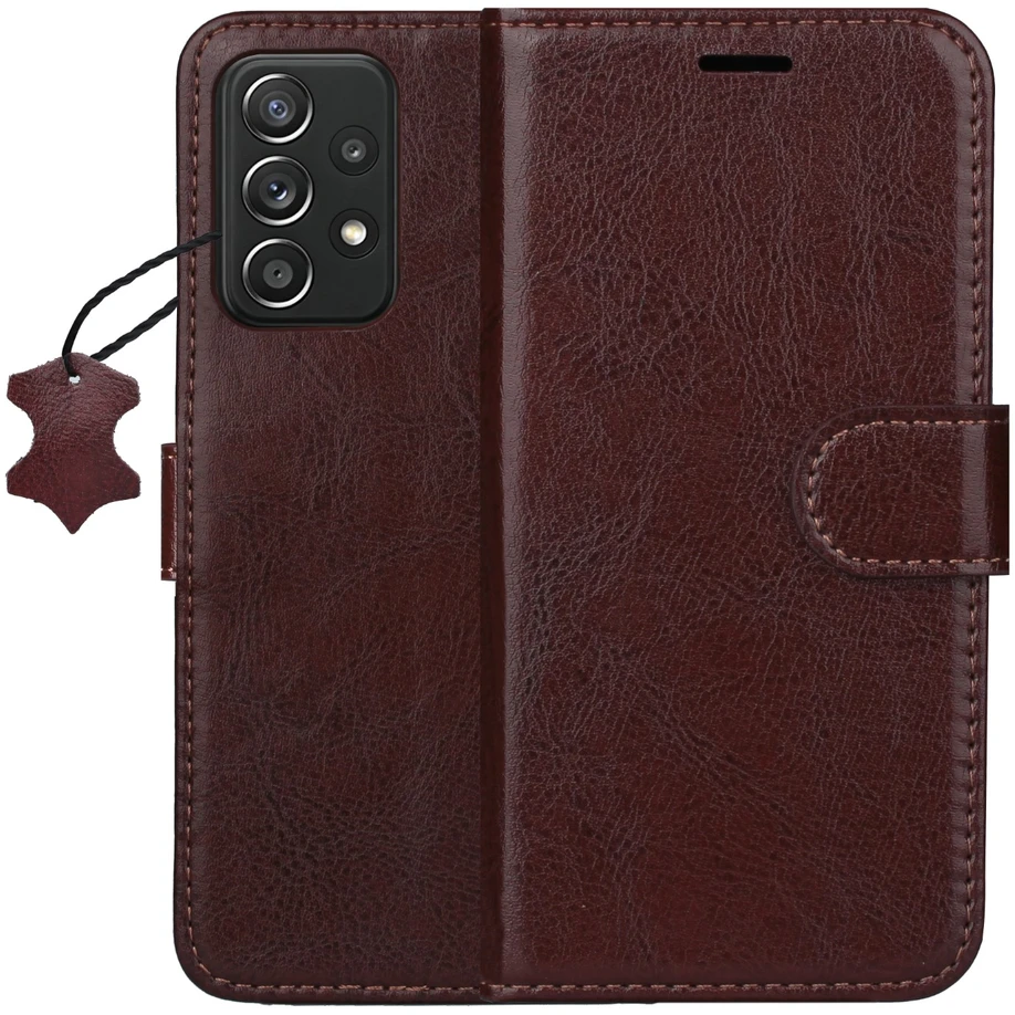 TFO Išmanusis „Luxe“ odinis dėklas, skirtas Samsung Galaxy A52 4G / A52 5G / A52S 5G, rudas