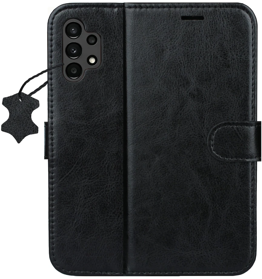 TFO Išmanusis „Luxe“ odinis dėklas, skirtas Samsung Galaxy A13 4G, juodas