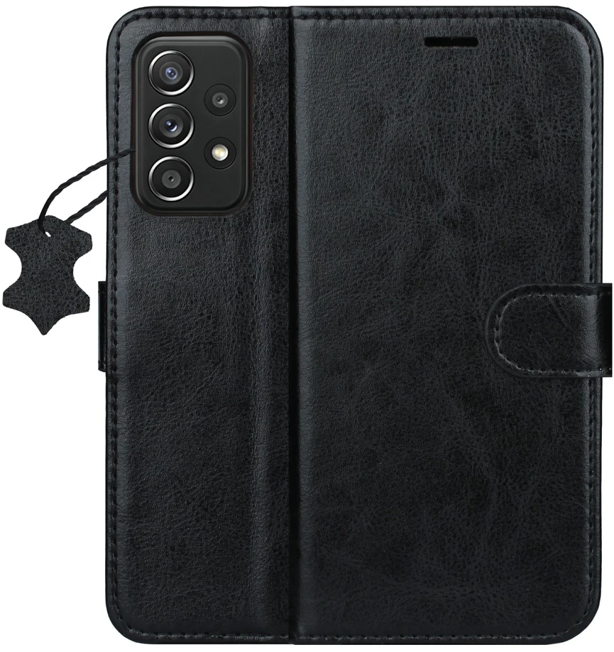 TFO Išmanusis „Luxe“ odinis dėklas, skirtas Samsung Galaxy A52 4G / A52 5G / A52S 5G, juodas
