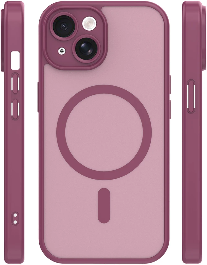 TFO Mag Matt dėklas iPhone 15 6,1" bordo spalvos, apsauga kamerai