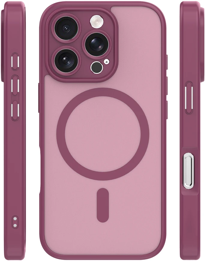 TFO „Mag Matt“ dėklas, skirtas „iPhone 16 Pro“ 6,3", bordo spalvos, su apsauga kamerai