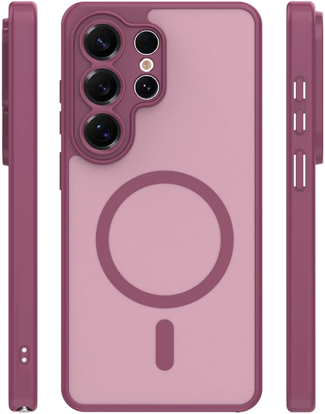 TFO „Mag Matt“ dėklas, skirtas „Samsung Galaxy S26 Ultra“, bordo spalvos, su apsauga kamerai