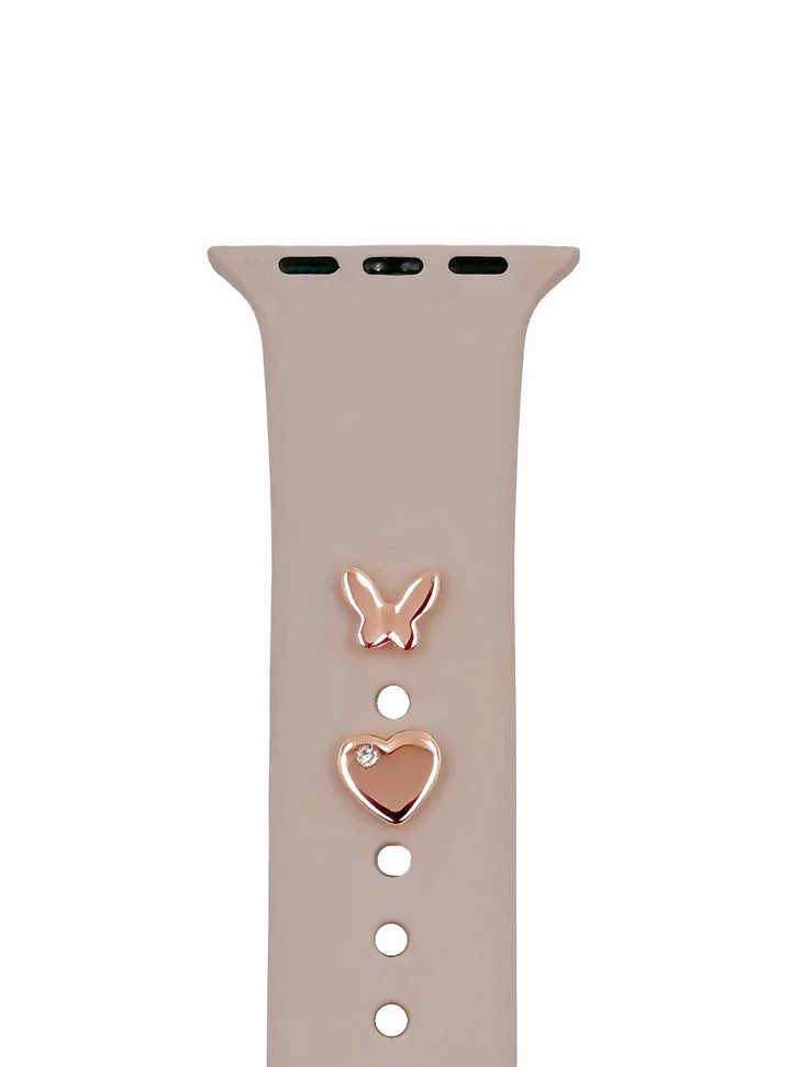 TFO „Pin Charms“ rinkinys laikrodžių dirželiams, drugelis, rožinio aukso spalvos