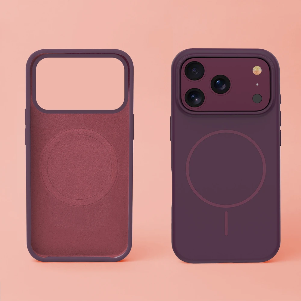 TFO Plonas silikoninis Mag dėklas, skirtas iPhone 17 Pro 6,3" / iPhone 18 Pro 6,3", tamsios vyšninės spalvos