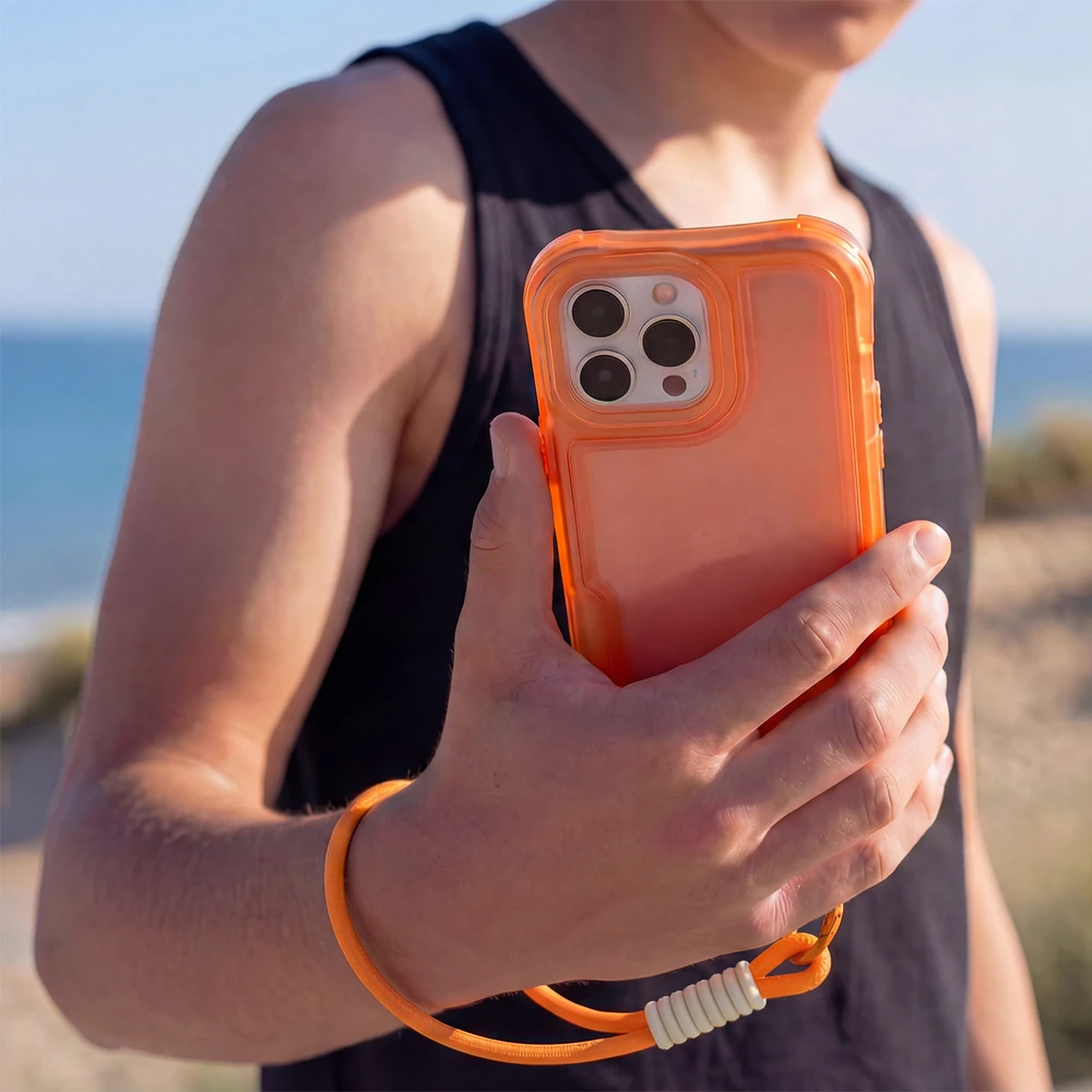 TFO Safepop dėklas su dirželiu Samsung Galaxy A36 5G / A56 5G / A37 5G oranžinis