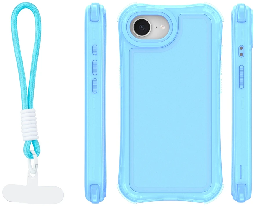 TFO Safepop dėklas su dirželiu, skirtas iPhone 16e / 17e, mėlynas