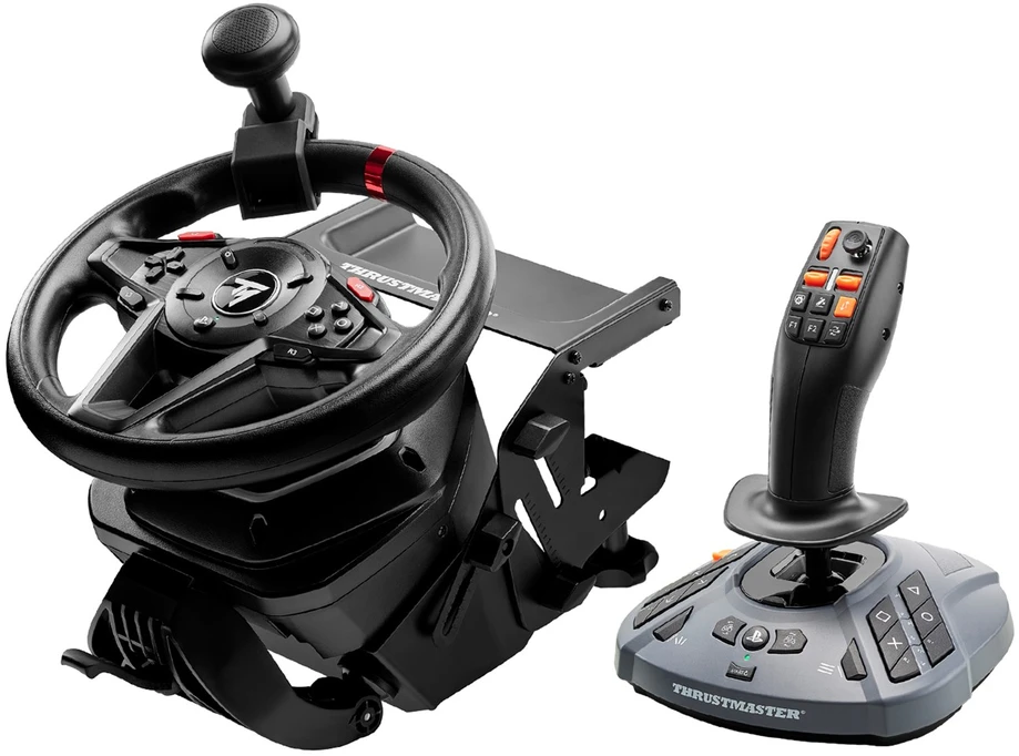 TRM Thrustmaster T128 SimTask Farming Pack Juoda USB Vairas + pedalai + pavarų perjungiklis Analoginis / skaitmeninis PC, PlayStation 4, PlayStation 5