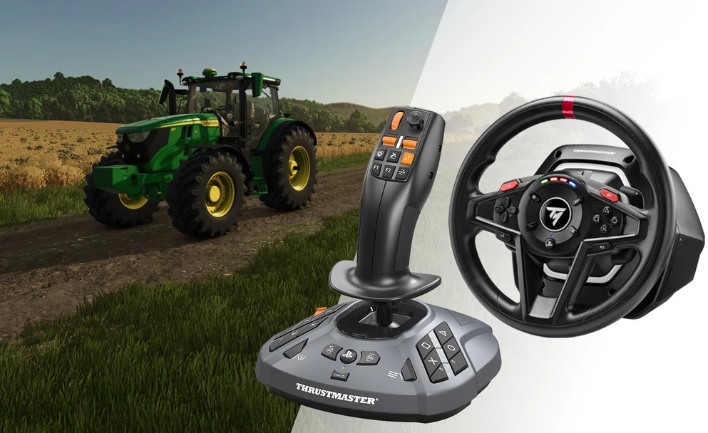 TRM Thrustmaster T128 SimTask Farming Pack Juoda USB Vairas + pedalai + pavarų perjungiklis Analoginis / skaitmeninis PC, PlayStation 4, PlayStation 5