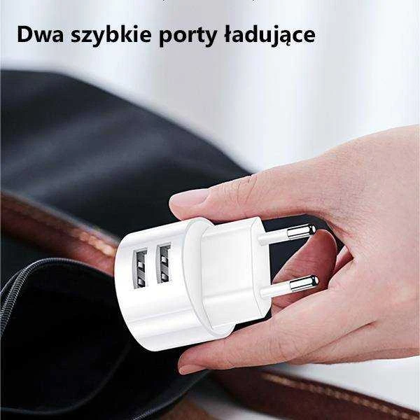 Usams kelioninis USB įkroviklis + lightning laidas , Baltas