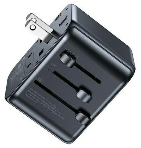 AWEI Laidinis įkroviklis 2xUSB+3xUSB-C C-39 35W4in1 US/AU/EU/UK juodos spalvos Univesal Travel GaN Charger