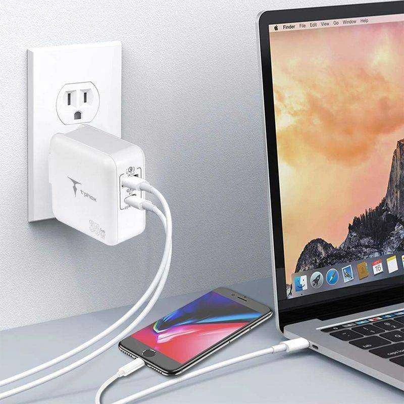 SIENINIS ĮKROVIKLIS T-PHOX MEGA T-PP09 GAN PD 65W USB/USB-C Baltas