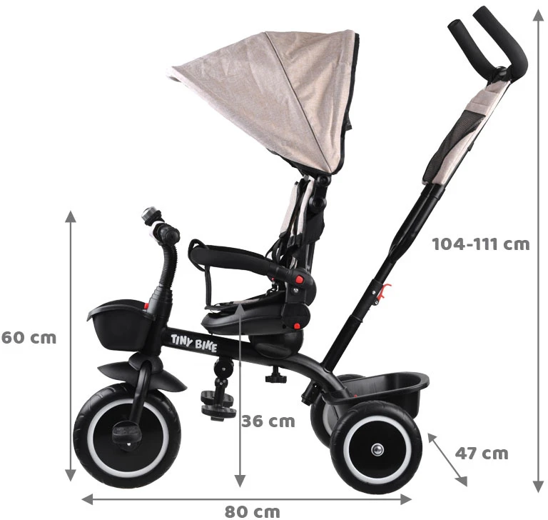 Tiny Bike Mažas dviratis 3in1 triratis su skydelio