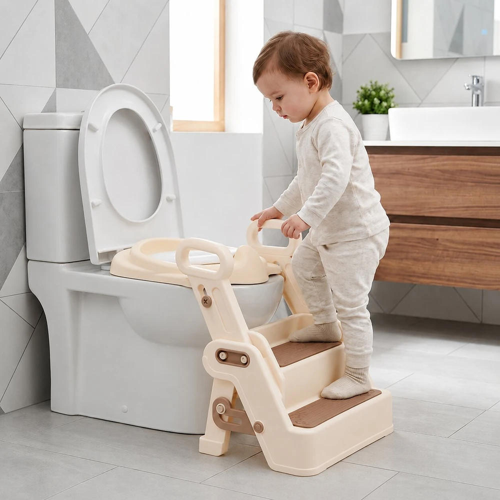 Toilet training seat for children with steps, ladder and handles ECOTOYS
