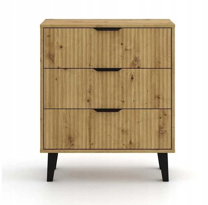 Top E Shop SCANDI 3S SLIM ĄŽUOLINĖ ARTISAN KOMODA SU STALČIAIS