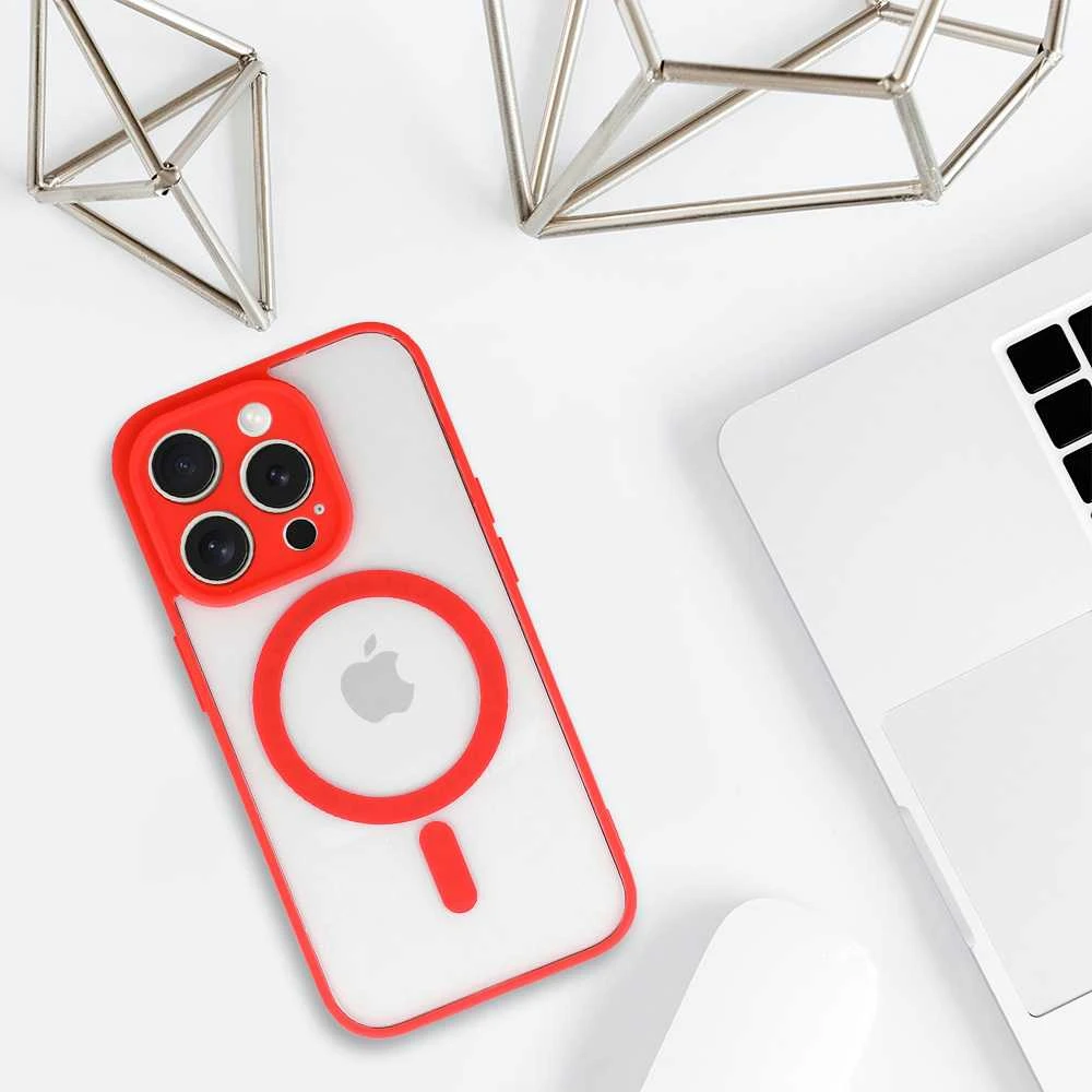 Fusion Accessories Topt Acrylic Color Magsafe dėklas skirtas Apple iPhone 15 Plus raudonos spalvos