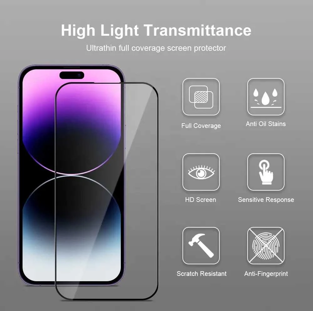 Toptel Topt Apsauginis stiklas Full Glue Easy-Stick Box skirtas Apple iPhone 15 Juodas