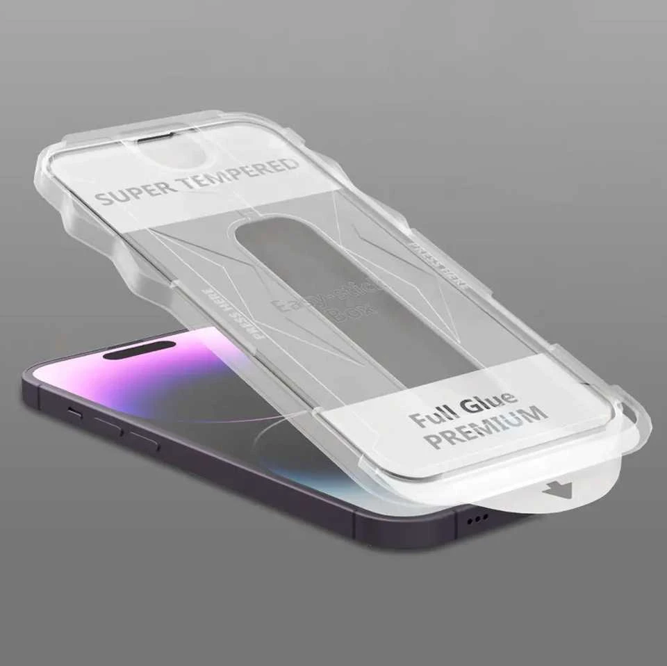 Fusion Accessories Topt Apsauginis stiklas Full Glue Easy-Stick Box skirtas Apple iPhone 16 Pro Juodas