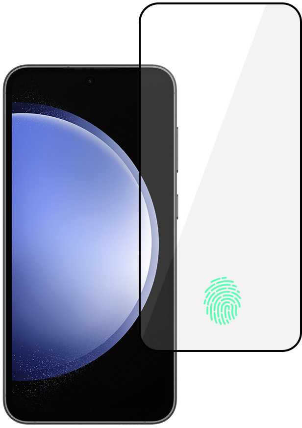 Fusion Accessories Topt Apsauginis stiklas HARD Full Glue 5D skirtas Samsung Galaxy S23 Plus Juodas (with fingerprint unlock)
