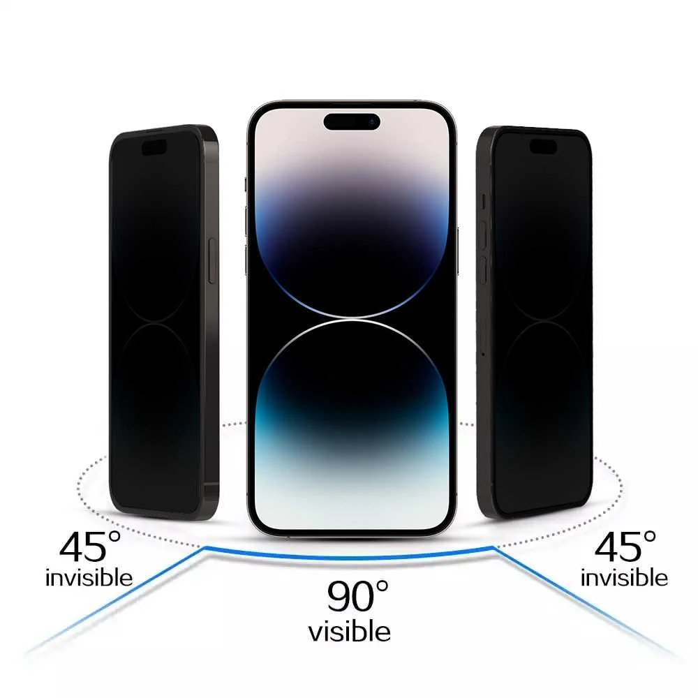 Toptel Topt Apsauginis stiklas Privacy Glass skirtas Apple iPhone 15 Juodas