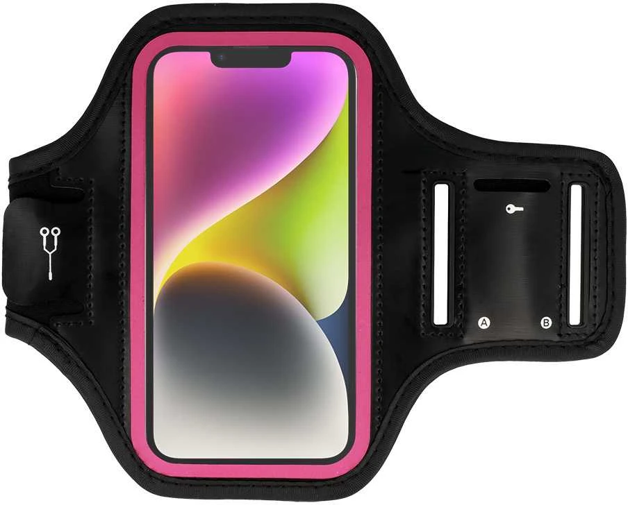 Topt Armband SLIM Type 2 dėklas skirtas Apple iPhone 13/13Pro/14/14 Pro/15/15Pro/16/16 Pro/Samsung S21/S22/S23/S24 (5,5 Inches) Juodas-pink