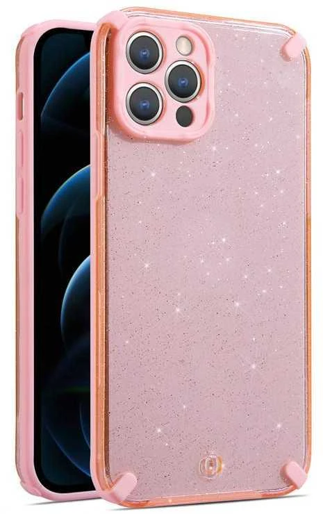 Fusion Accessories Topt Armor Glitter dėklas skirtas Apple iPhone 12 Pro rožinės spalvos