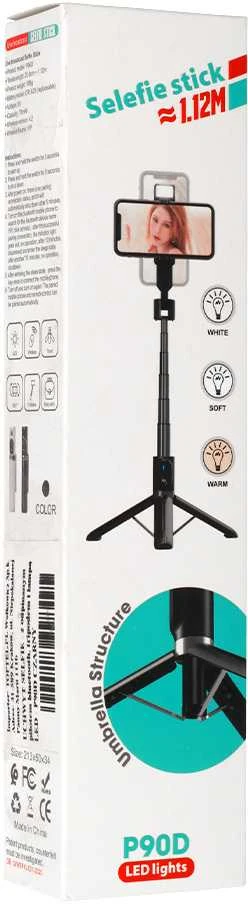 Fusion Accessories Topt Asmenukių lazda – su atjungiamu bluetooth nuotoliniu valdymu, tripod and LED light – P90D juodos spalvos