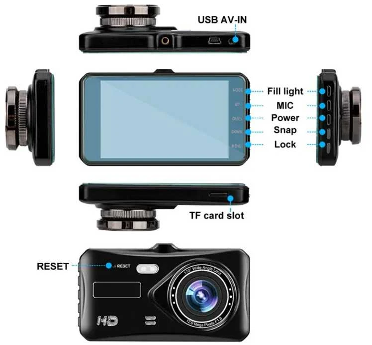 Oem Topt Automobilinis vaizdo registratorius DVR-03 4,0 coliai + galinio vaizdo kamera