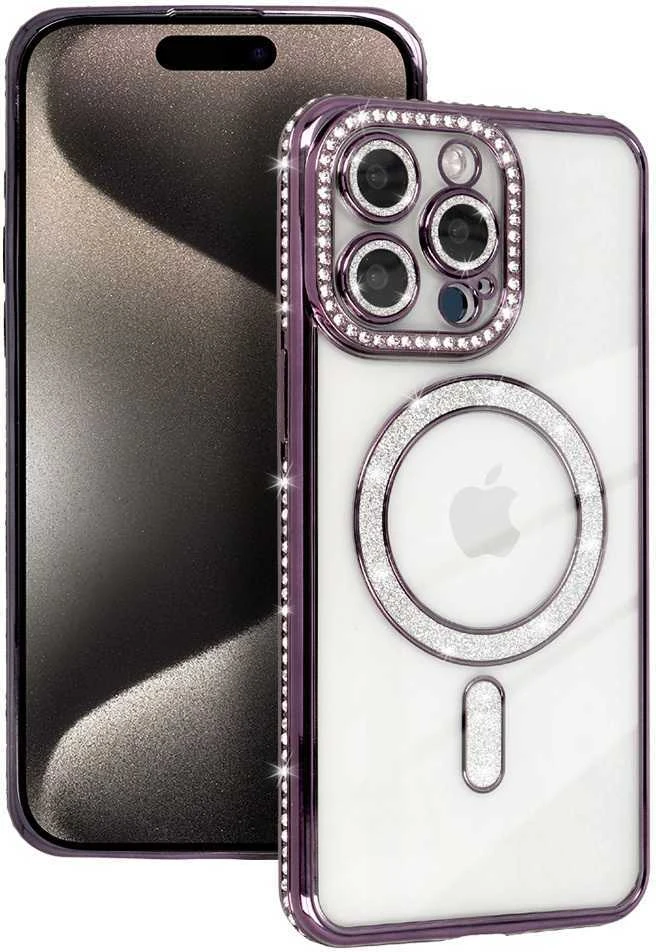 Toptel Topt Bling Magsafe dėklas skirtas Apple iPhone 16 violetinės spalvos