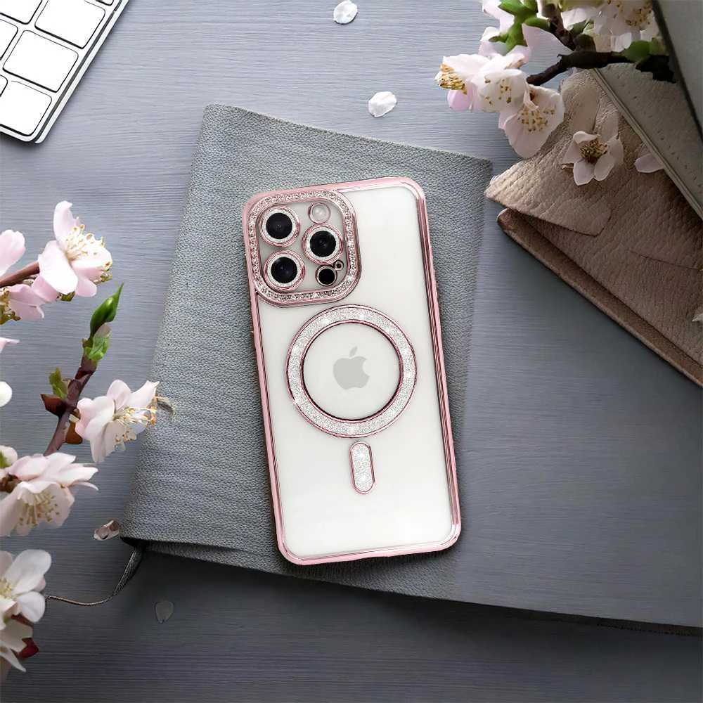 Toptel Topt Bling Magsafe Dėklas skirtas Apple iPhone 17 Pro Max rožinės spalvos