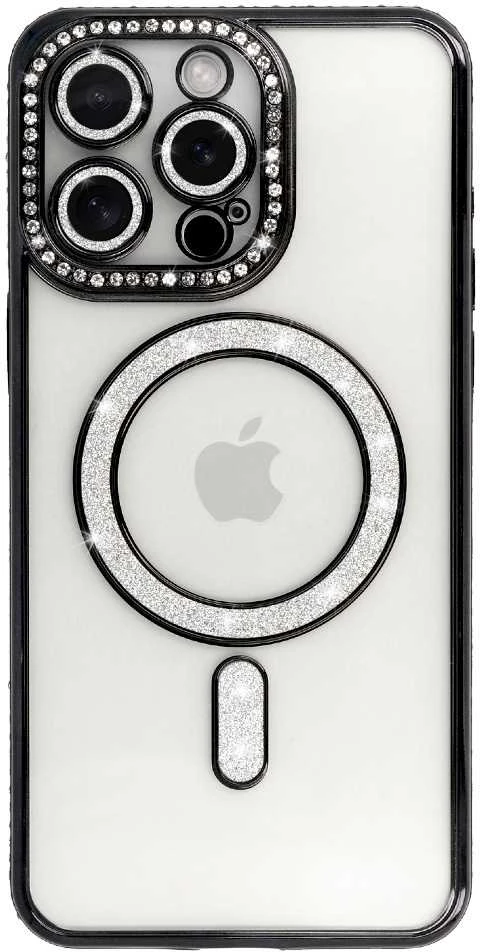 Fusion Accessories Topt Bling Magsafe dėklas, skirtas Apple iPhone 17, juodos spalvos