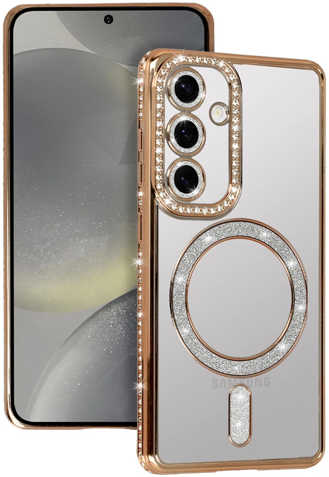 Fusion Accessories Bling Magsafe dėklas skirtas Samsung Galaxy S25 FE aukso spalvos