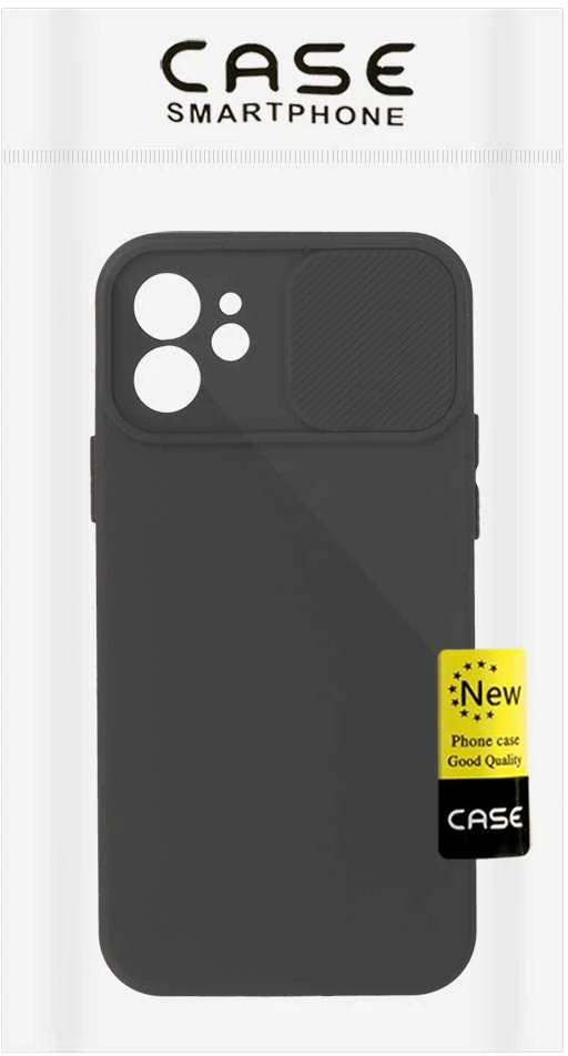 Dėklas Topt Camshield Soft skirtas Apple iPhone 12 juodos spalvos