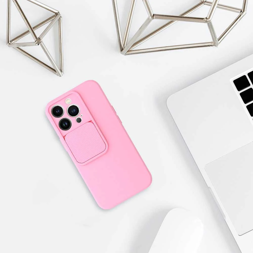 Fusion Accessories Topt Camshield Soft dėklas skirtas Apple iPhone 13 Pro Light rožinės spalvos