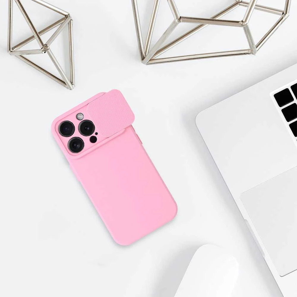 Fusion Accessories Topt Camshield Soft dėklas skirtas Apple iPhone 15 Pro Max Light rožinės spalvos
