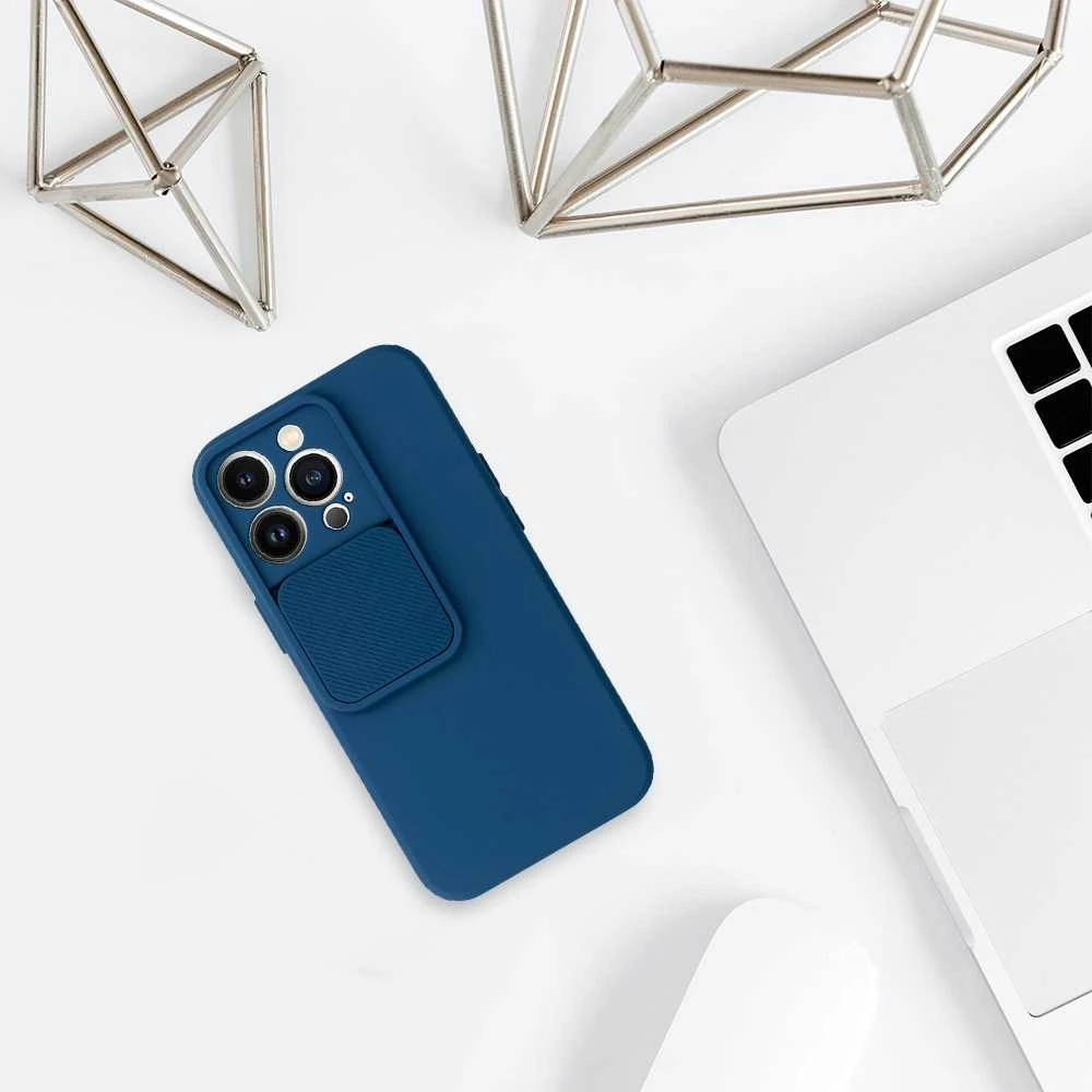 Fusion Accessories Topt Camshield Soft dėklas skirtas Apple iPhone 13 Pro Max mėlynos spalvos
