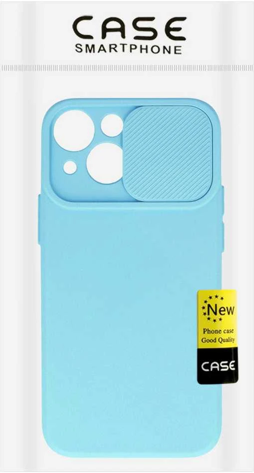 Topt Camshield Soft dėklas skirtas Apple iPhone 15 Plus Light mėlynos spalvos