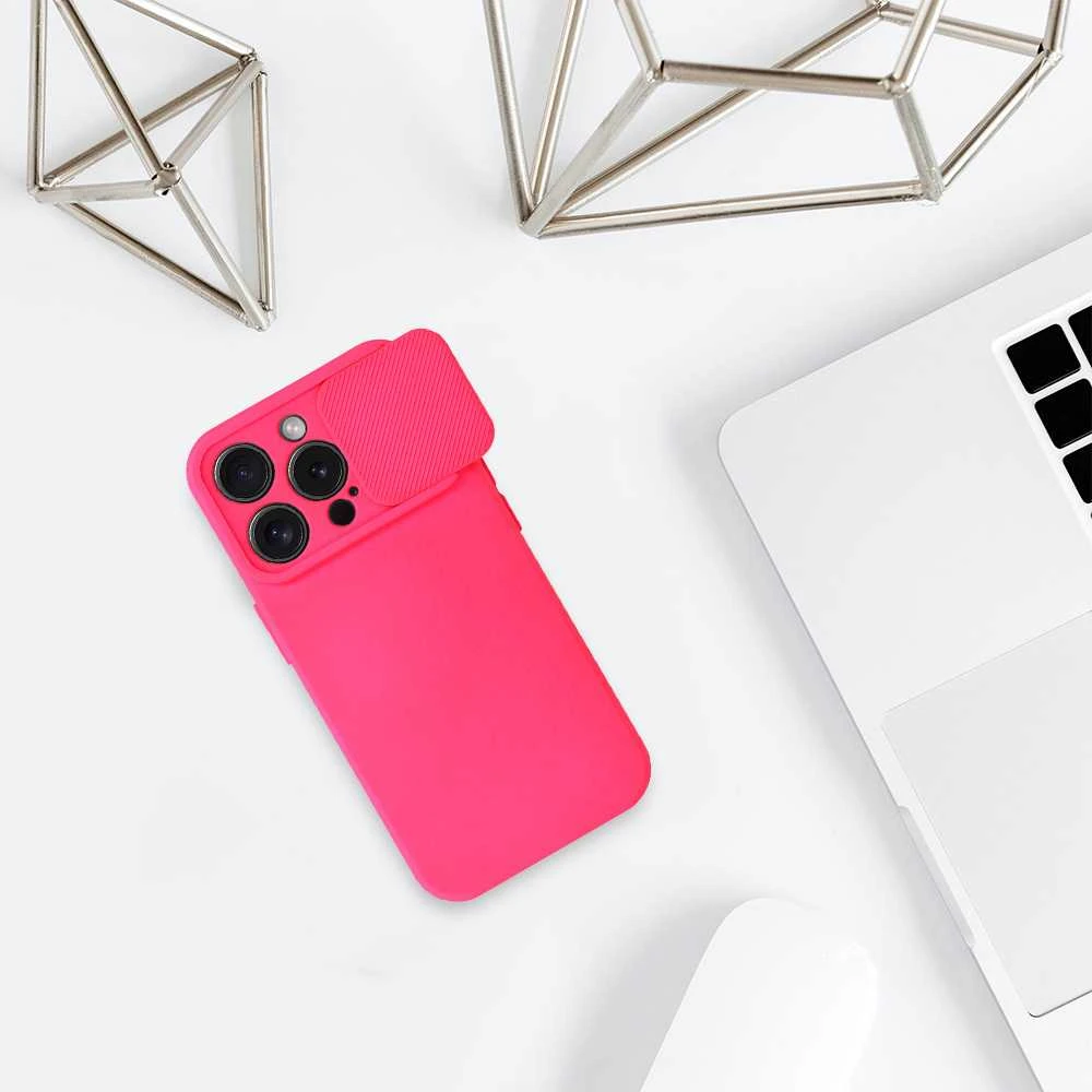 Fusion Accessories Topt Camshield Soft dėklas skirtas Apple iPhone 15 Pro Max rožinės spalvos