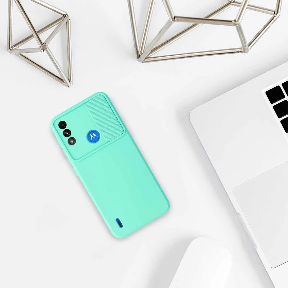 Fusion Accessories Topt Camshield Soft dėklas skirtas Motorola Moto E7 Power/E7i Power mėtų spalvos