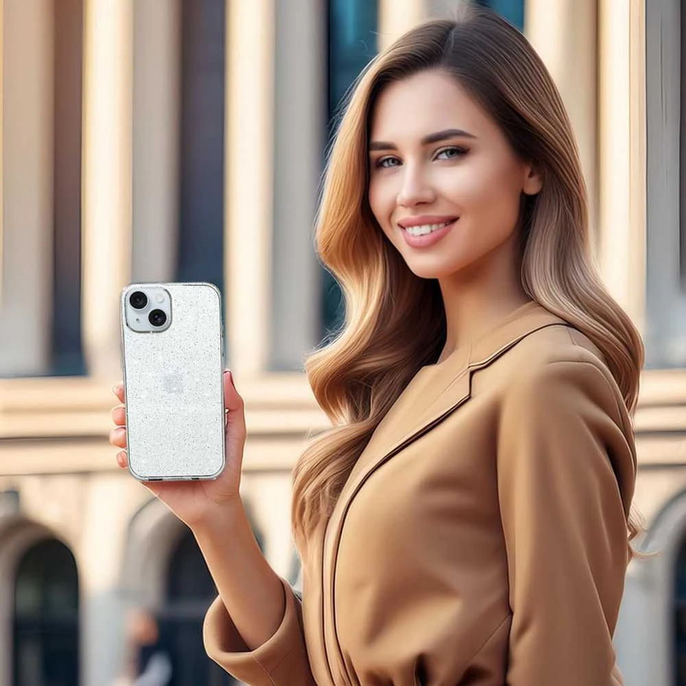 Topt Crystal Glitter Dėklas skirtas Apple iPhone 14 sidabro spalvos
