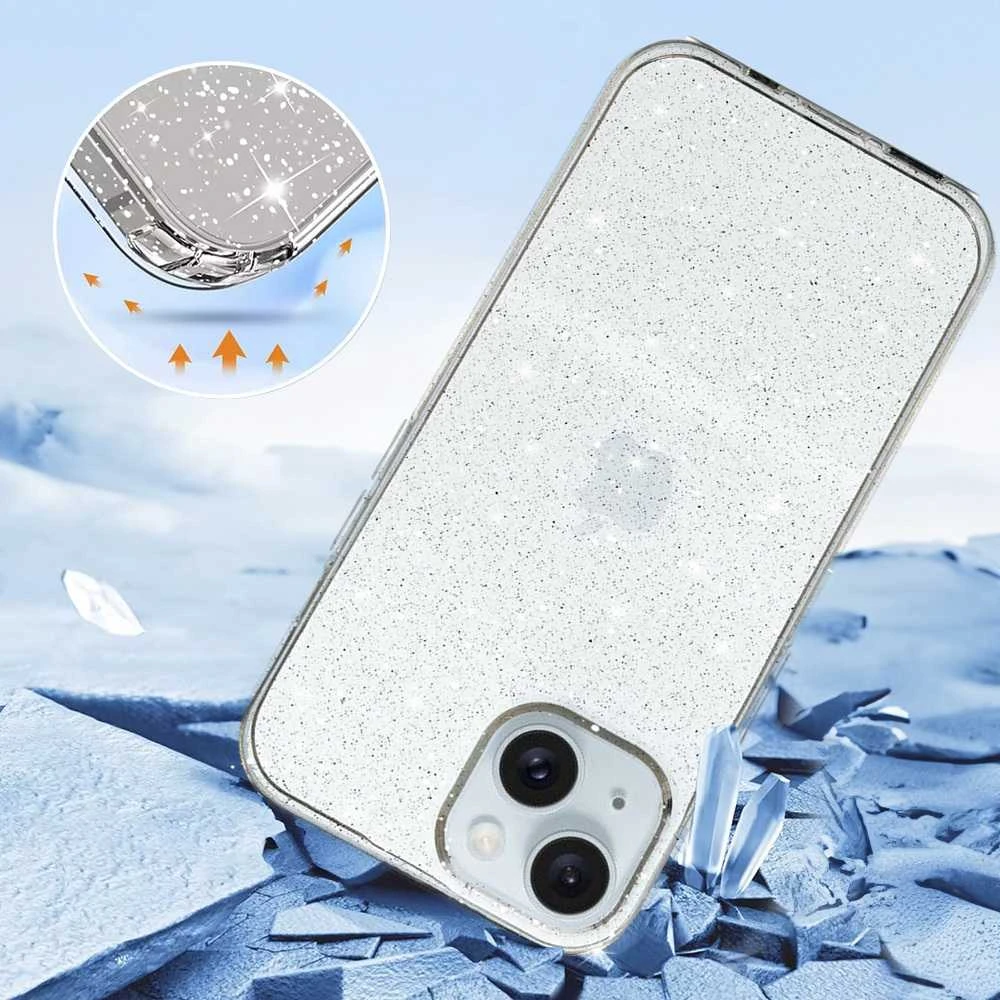 Topt Crystal Glitter Dėklas skirtas Apple iPhone 14 sidabro spalvos